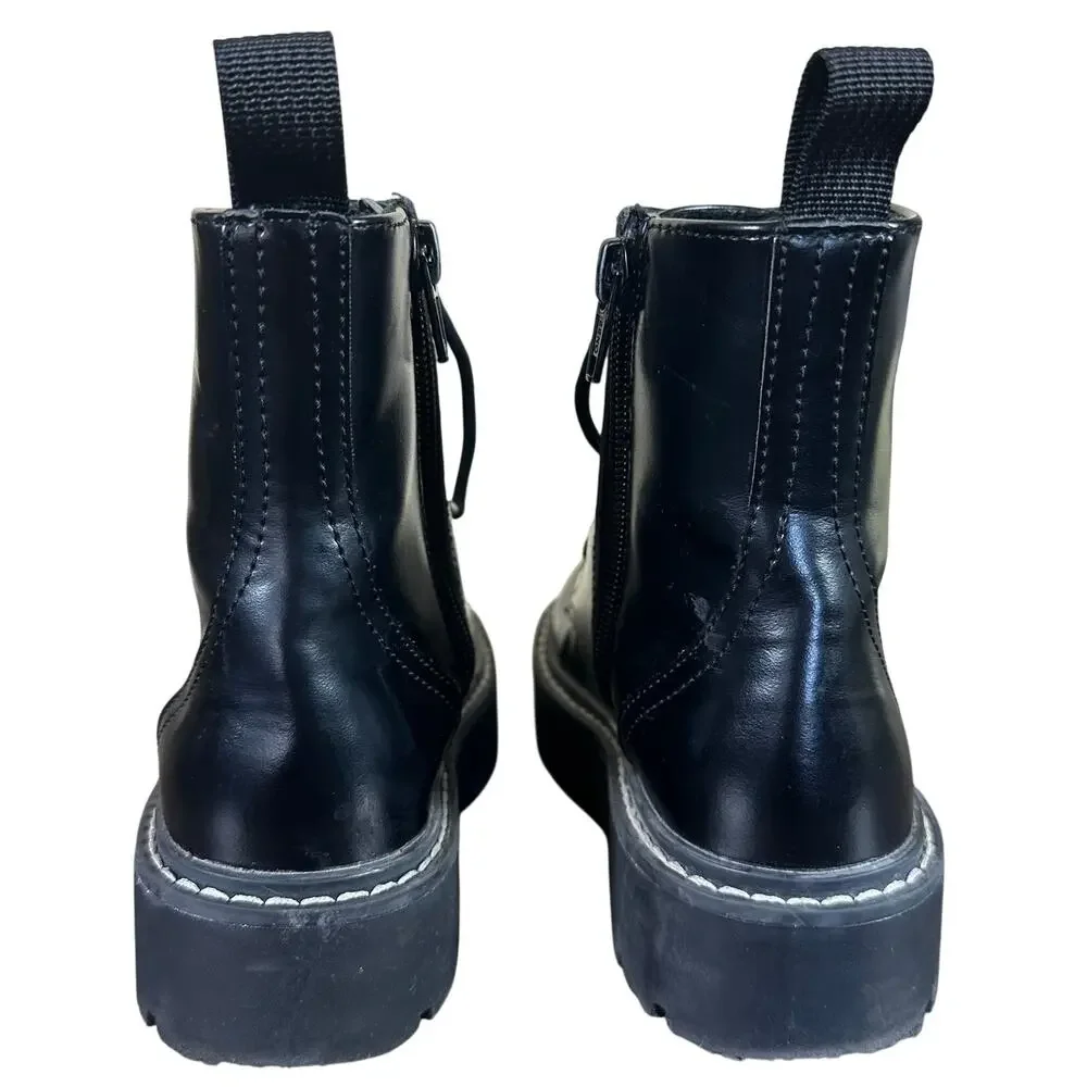 H&M Little Girl Black Lace-Up Combat Boots, Size 13.5